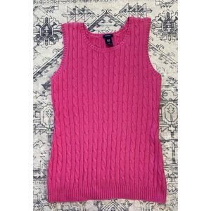 Vintage Gap Maternity Womens Small Pink Cable Knit Sleeveless Sweater Vest